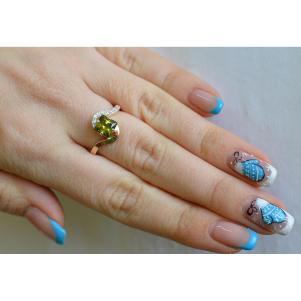 Серебряное кольцо с золотыми накладками (118к)