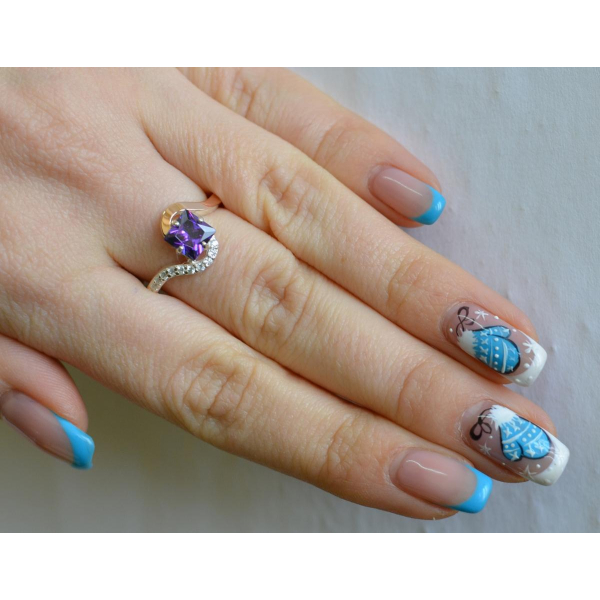 Серебряное кольцо с золотыми накладками (118к)