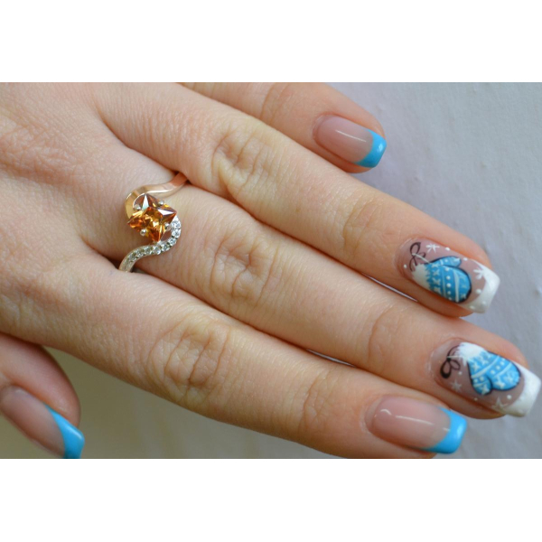 Серебряное кольцо с золотыми накладками (118к)