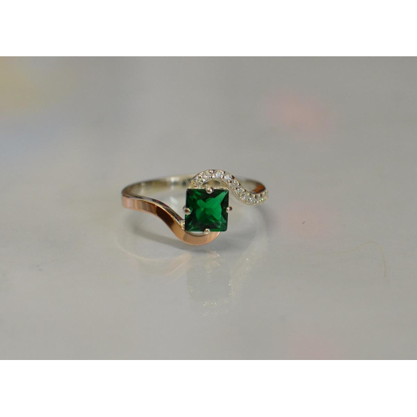 Серебряное кольцо с золотыми накладками (118к)