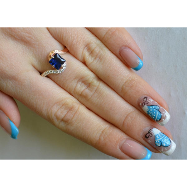 Серебряное кольцо с золотыми накладками (118к)