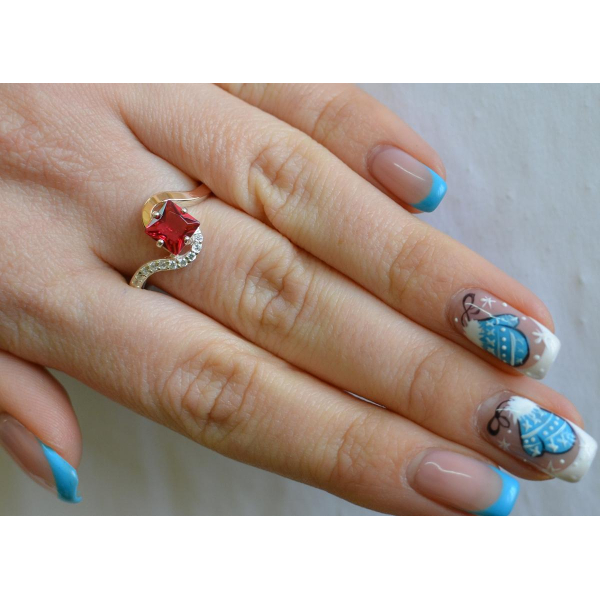 Серебряное кольцо с золотыми накладками (118к)