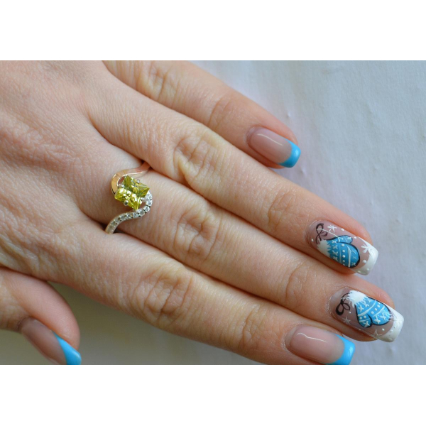 Серебряное кольцо с золотыми накладками (118к)