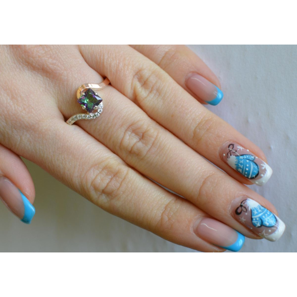 Серебряное кольцо с золотыми накладками (118к)