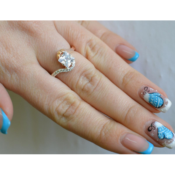 Серебряное кольцо с золотыми накладками (118к)