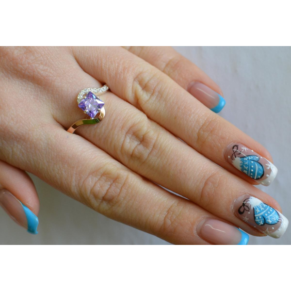 Серебряное кольцо с золотыми накладками (118к)