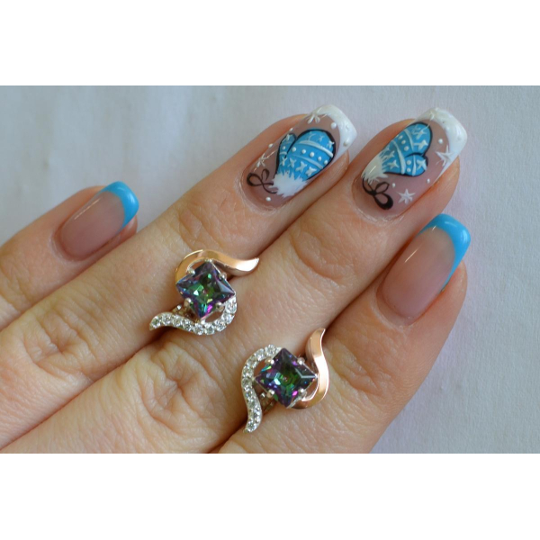 Серебряные серьги с золотыми накладками (118с)