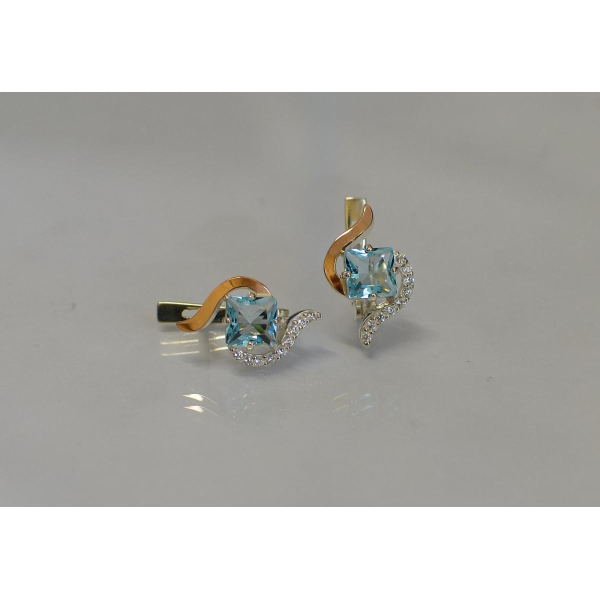 Серебряные серьги с золотыми накладками (118с)