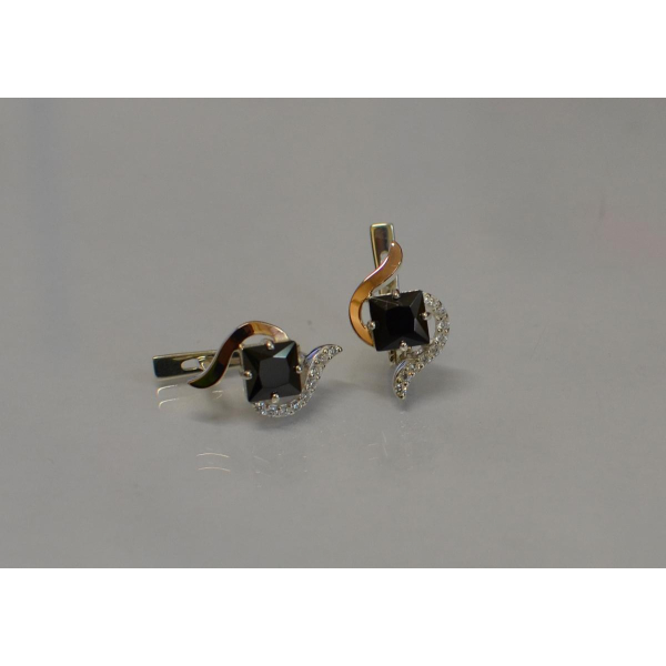 Серебряные серьги с золотыми накладками (118с)