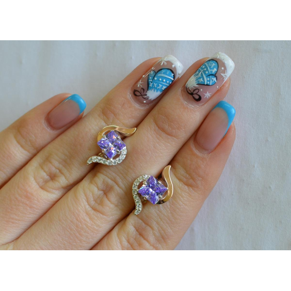 Серебряные серьги с золотыми накладками (118с)