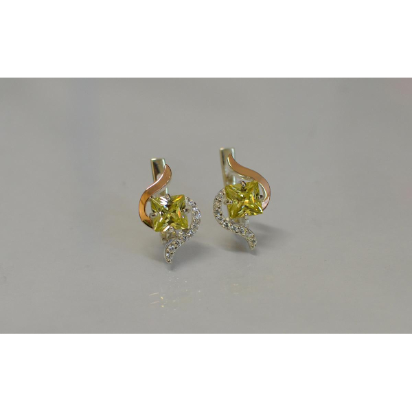 Серебряные серьги с золотыми накладками (118с)