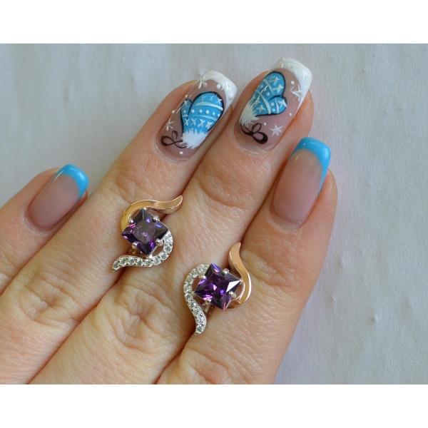 Серебряные серьги с золотыми накладками (118с)