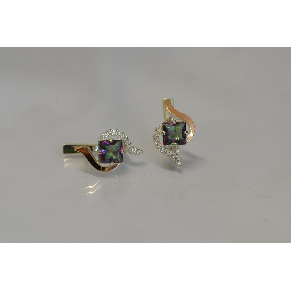 Серебряные серьги с золотыми накладками (118с)