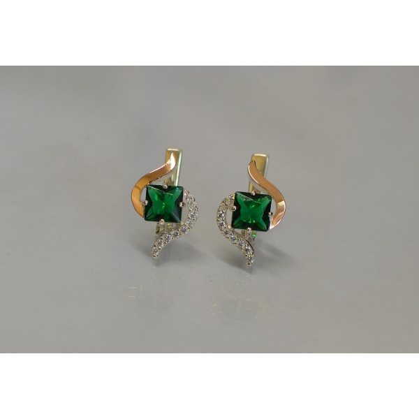 Серебряные серьги с золотыми накладками (118с)