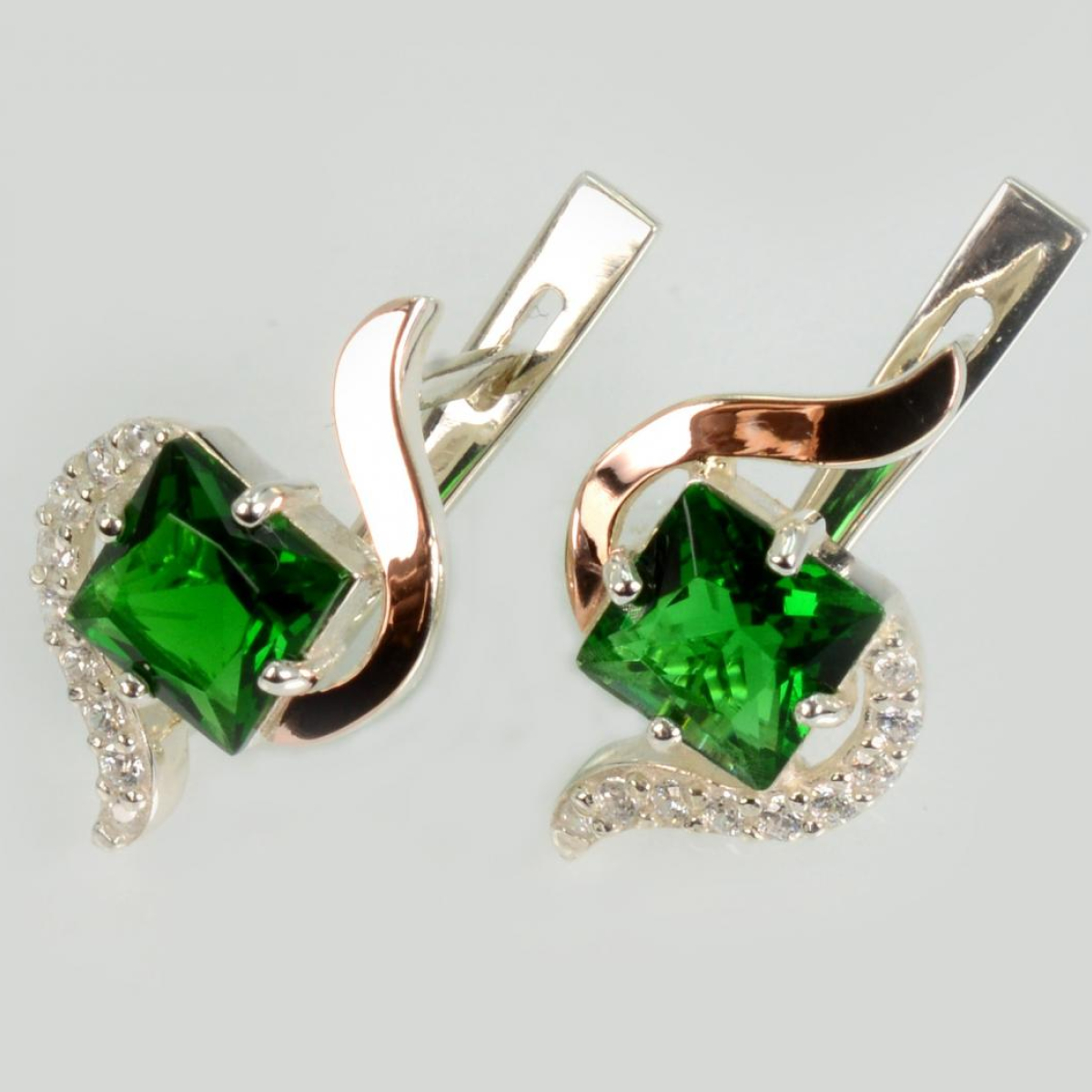 Серебряные серьги с золотыми накладками (118с)