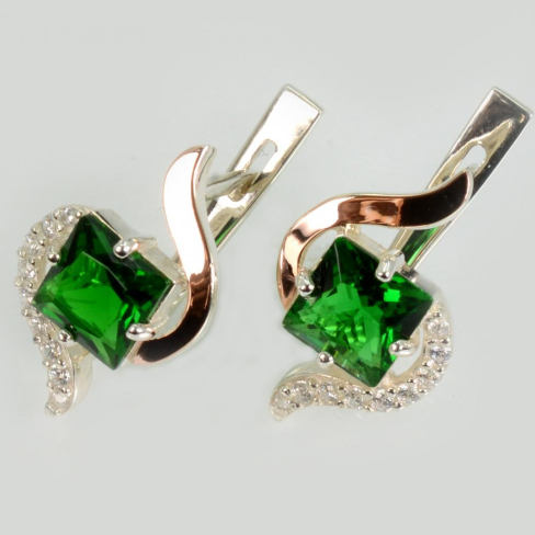 Серебряные серьги с золотыми накладками