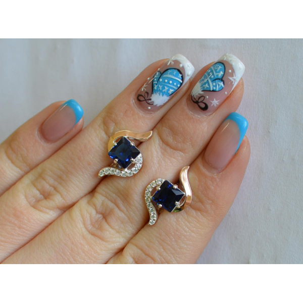 Серебряные серьги с золотыми накладками (118с)