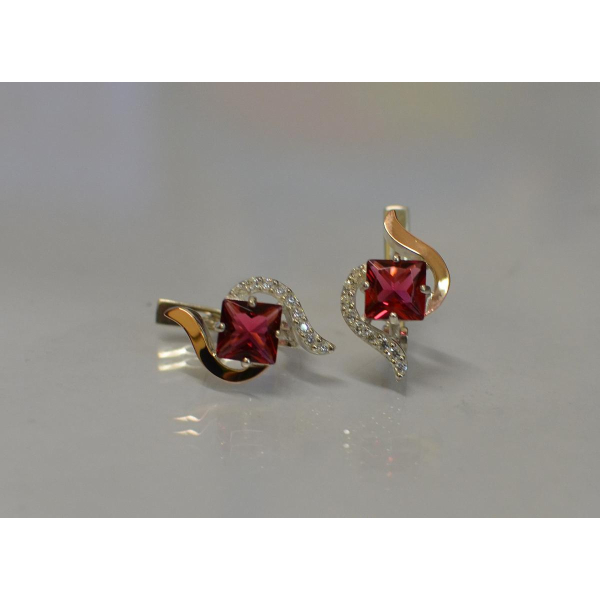 Серебряные серьги с золотыми накладками (118с)