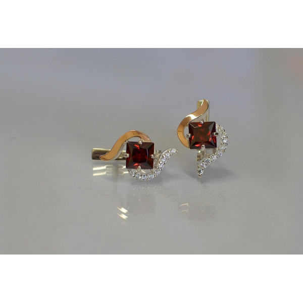 Серебряные серьги с золотыми накладками (118с)