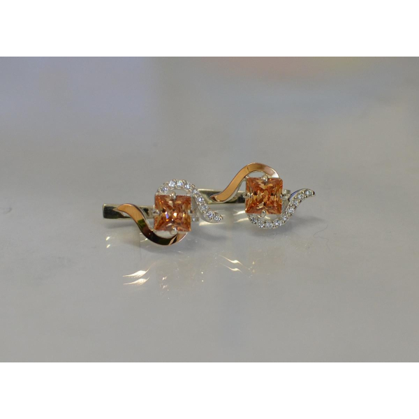 Серебряные серьги с золотыми накладками (118с)