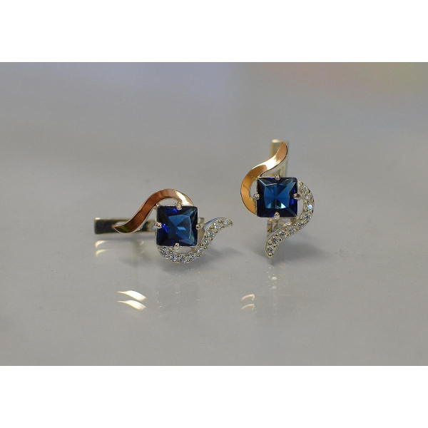 Серебряные серьги с золотыми накладками (118с)