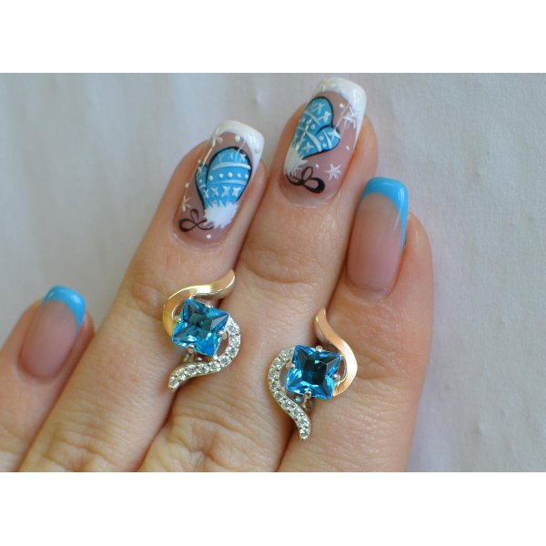 Серебряные серьги с золотыми накладками (118с)