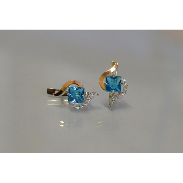 Серебряные серьги с золотыми накладками (118с)