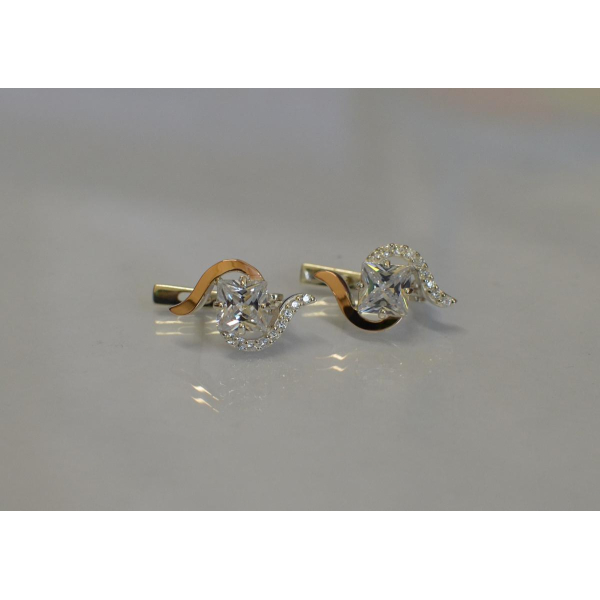 Серебряные серьги с золотыми накладками (118с)