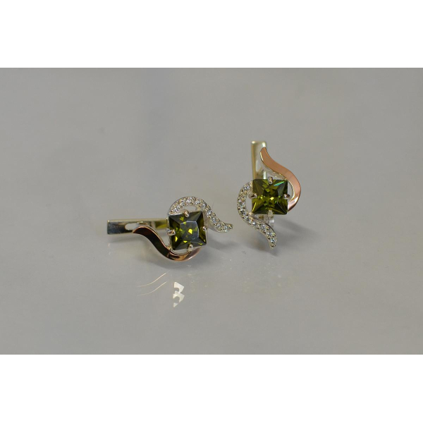 Серебряные серьги с золотыми накладками (118с)