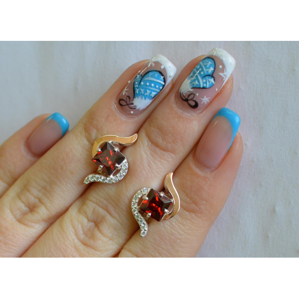 Серебряные серьги с золотыми накладками (118с)