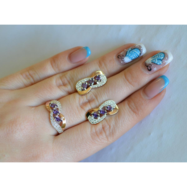 Срібний гарнітур з золотими пластинами (120)