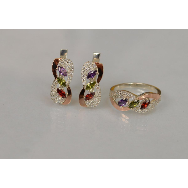 Срібний гарнітур з золотими пластинами (120)