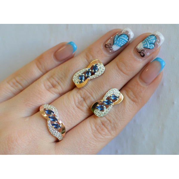 Срібний гарнітур з золотими пластинами (120)