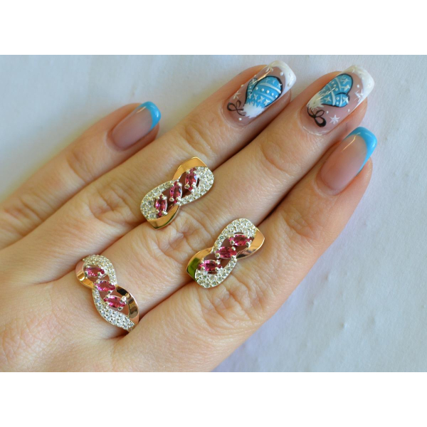 Срібний гарнітур з золотими пластинами (120)