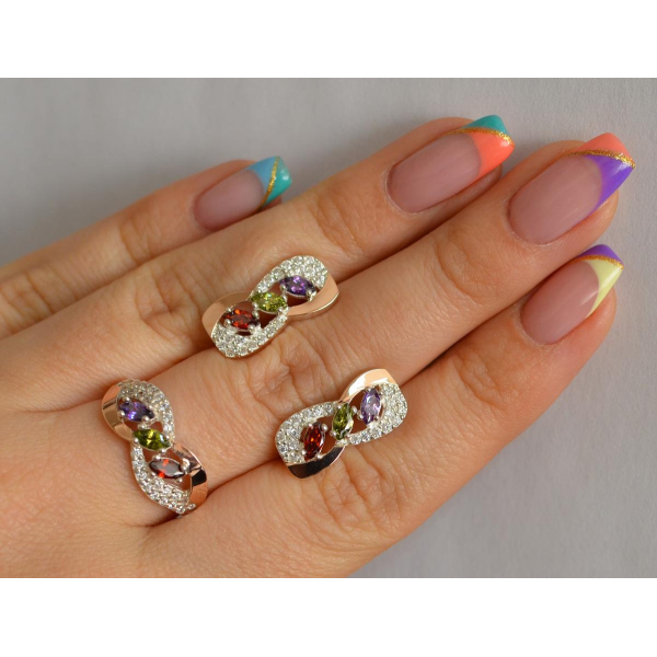 Срібний гарнітур з золотими пластинами (120)