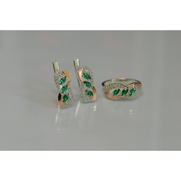 Срібний гарнітур з золотими пластинами (120)