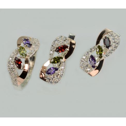 Срібний гарнітур з золотими пластинами