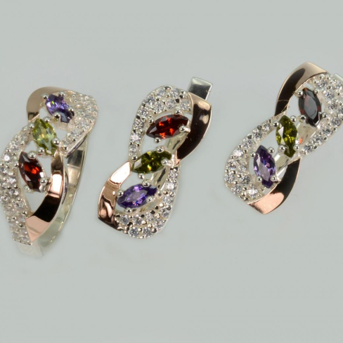 Серебряный гарнитур с золотыми пластинами