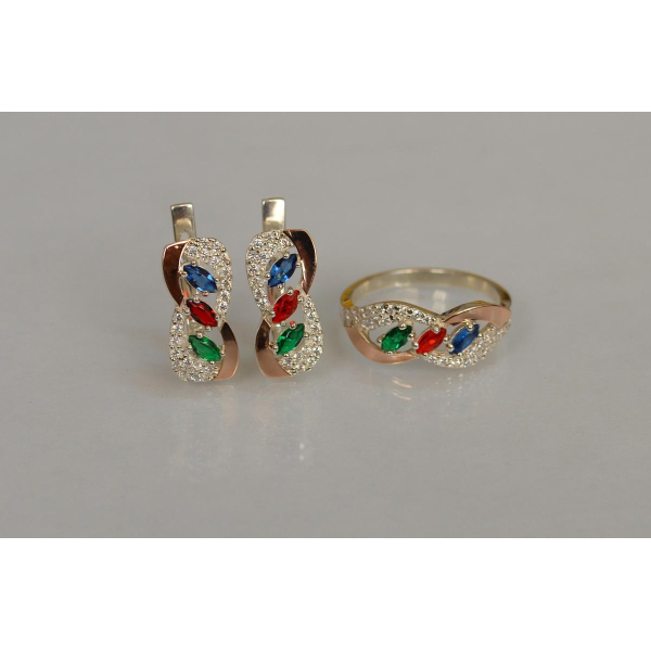 Срібний гарнітур з золотими пластинами (120)