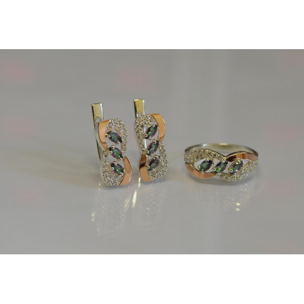 Срібний гарнітур з золотими пластинами (120)