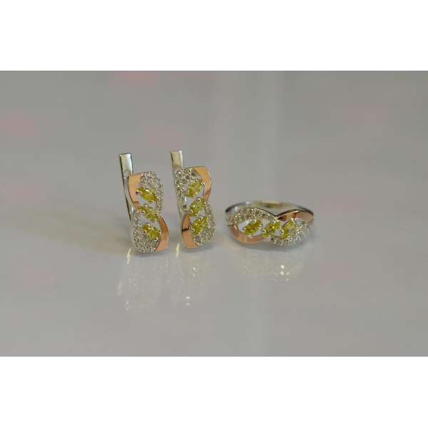 Срібний гарнітур з золотими пластинами (120)