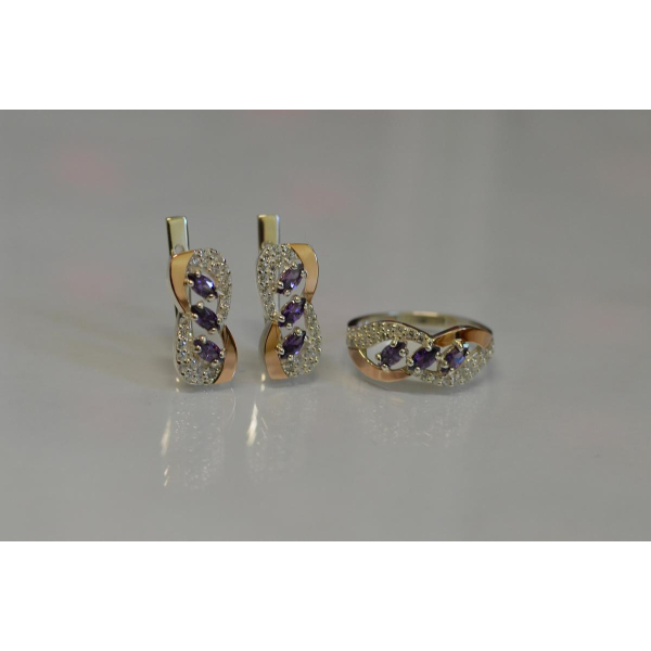 Срібний гарнітур з золотими пластинами (120)