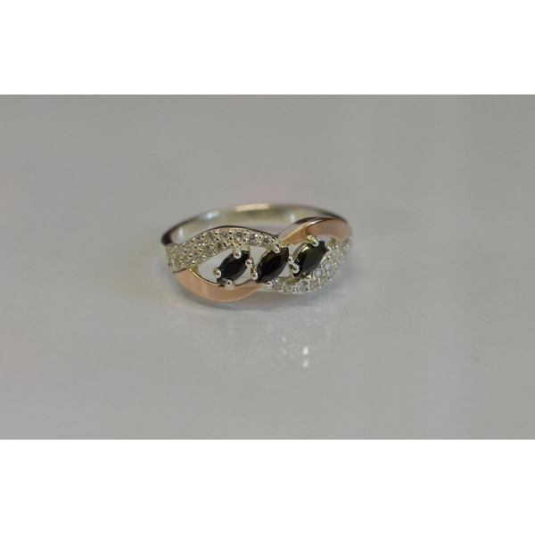 Серебряное кольцо с золотыми пластинами (120к)