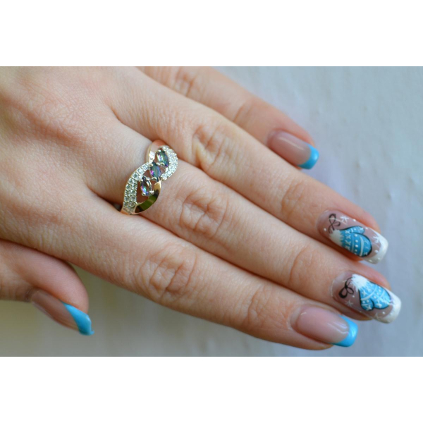 Серебряное кольцо с золотыми пластинами (120к)