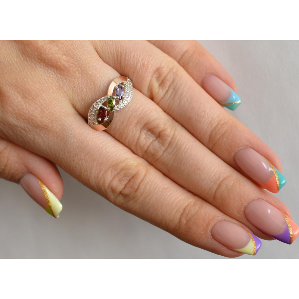 Серебряное кольцо с золотыми пластинами (120к)