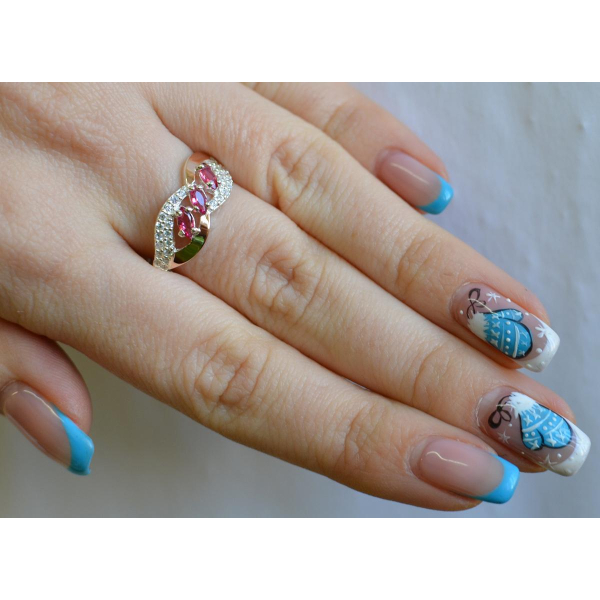 Серебряное кольцо с золотыми пластинами (120к)