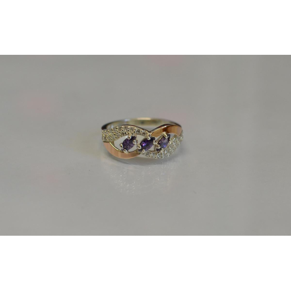 Серебряное кольцо с золотыми пластинами (120к)