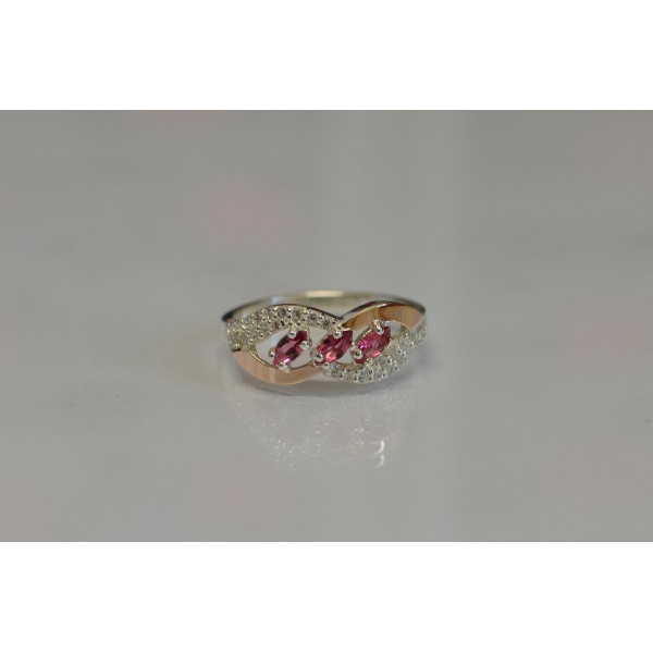 Серебряное кольцо с золотыми пластинами (120к)