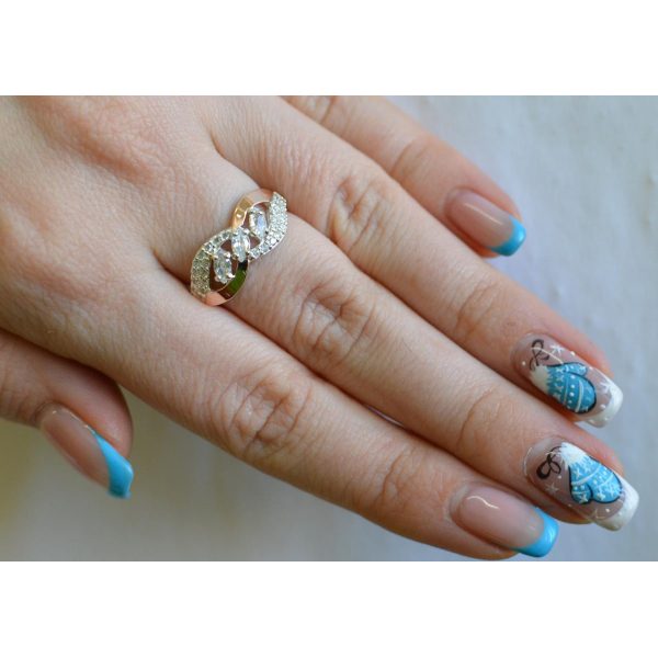 Серебряное кольцо с золотыми пластинами (120к)