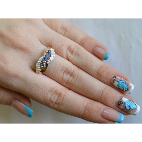 Серебряное кольцо с золотыми пластинами (120к)